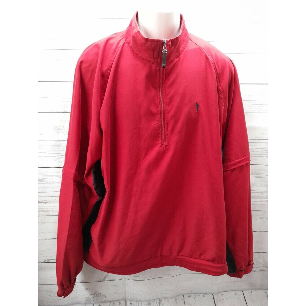 AUSTIN GOLF Red Half Zip Stain Resistant Windbreaker Zip Sleeve Mens Size L